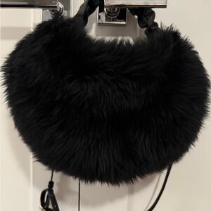 Elegant Black Faux Fur Shoulder Bag